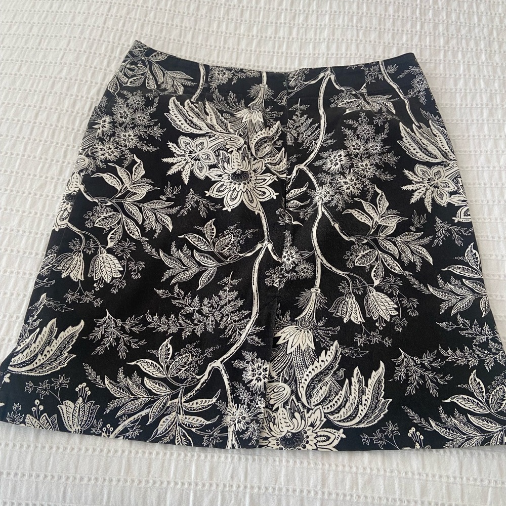 Floral Black and White Skirt